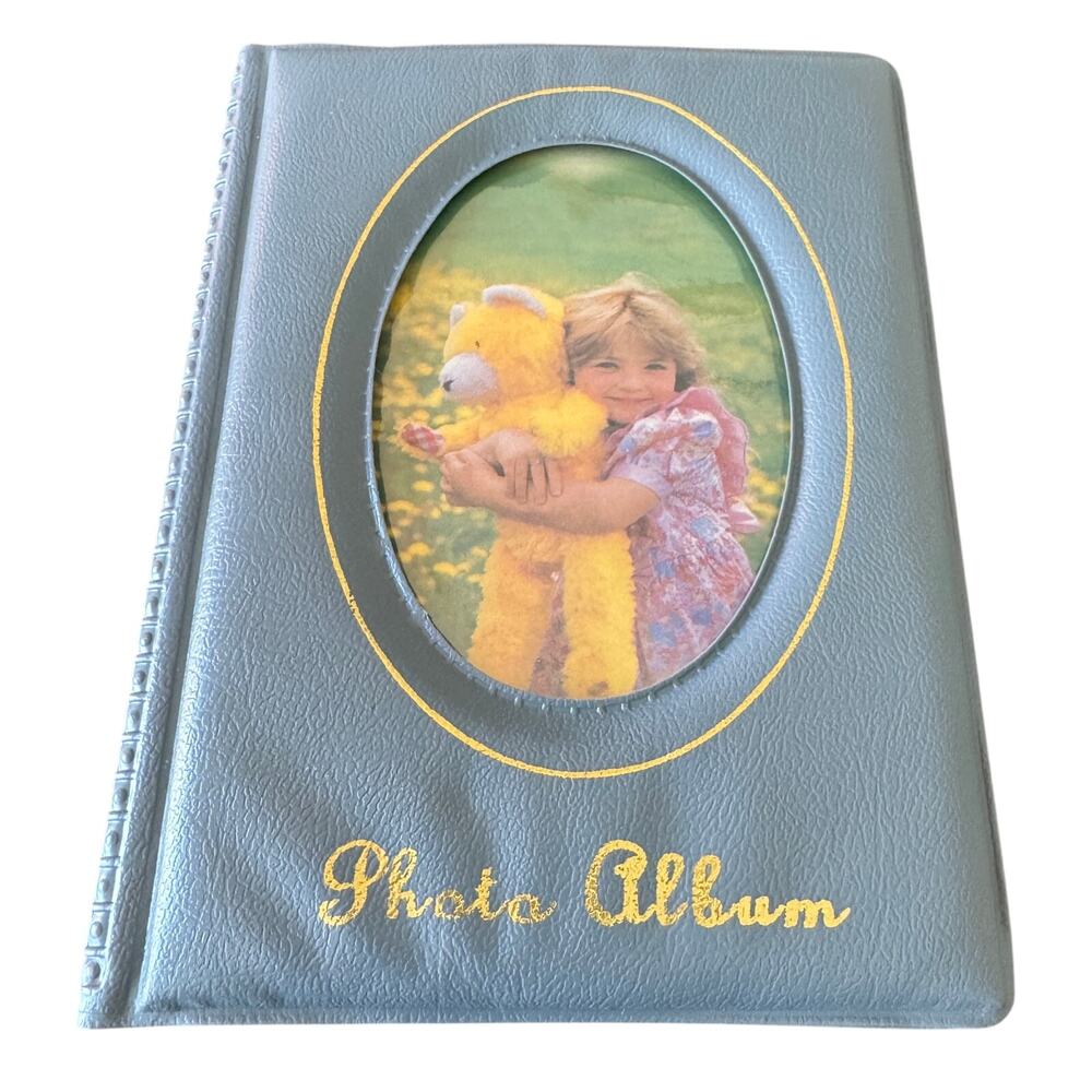 Vintage ‘80s Dusk Blue Window Cut Photo Album for 3 1/2 x 5 Inch Photos